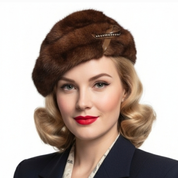 Kate's Boutique Accessories - Vintage Luxe: Boutique Kates Canada Real Mink Fur Beret